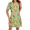 thumbnail image 1 of Summer Flower Dress for Women Casual Short Sleeve Crewneck Tank Dresses Beach Vacation Mini Sundress, 1 of 4
