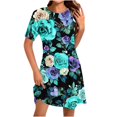 thumbnail image 1 of Summer Flower Dress for Women Casual Short Sleeve Crewneck Tank Dresses Beach Vacation Mini Sundress, 1 of 4