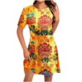 thumbnail image 1 of Summer Flower Dress for Women Casual Short Sleeve Crewneck Tank Dresses Beach Vacation Mini Sundress, 1 of 4