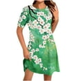 thumbnail image 1 of Summer Flower Dress for Women Casual Short Sleeve Crewneck Tank Dresses Beach Vacation Mini Sundress, 1 of 4