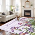 thumbnail image 1 of Summer Flower Iris Area Rugs 5x7 ft Purple Plaid Country Watercolor Washable Rug Non Slip Indoor Carpet Absorbent Floor Mat for Living Room Bedroom Dining Room, 1 of 9