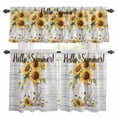 thumbnail image 1 of Summer Flower Kitchen Curtains Valances and Tiers Set of 3 Country Yellow Sunflower Bee Wood Grian Tier Curtains and Valance with Rod Pocket for Small Windows, 27.5"x24", 1 of 9