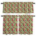 thumbnail image 1 of Summer Flower Kitchen Curtains Valances and Tiers Set of 3 Pastoral Red Flower Tropical Plants Linen Tier Curtains and Valance with Rod Pocket for Small Windows, 27.5"x36", 1 of 9