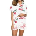 thumbnail image 1 of Summer Flower Pajamas Sets for Women Short Sleeve Top and Shorts Pj Set Buttoned Drawstring Waist Lounge Set, 1 of 6