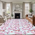 thumbnail image 1 of Summer Flower Washable Living Room Rugs 5'x8', Pink Flower Seahorse Starfish Drink Slippers Low Pile Throw Large Area Rug Non-Slip Sturdy Edge Binding Carpet for Living Room Kitchen Office, 1 of 9
