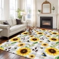 thumbnail image 1 of Summer Flowers Area Rugs 5x7 ft Yellow Sunflower Seed Fanny Bee Rustic Gray Plaid Washable Rug Non Slip Indoor Carpet Absorbent Floor Mat for Living Room Bedroom Dining Room, 1 of 9
