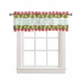 thumbnail image 1 of Summer Flowers Kitchen Valances for Windows Farmhouse Linen Window Valance Curtain for Living Room Window Treatment Leaves Red Plaid Country Retro Farm Valance Rod Pocket Topper Drape, 60 x 18 Inch, 1 of 6