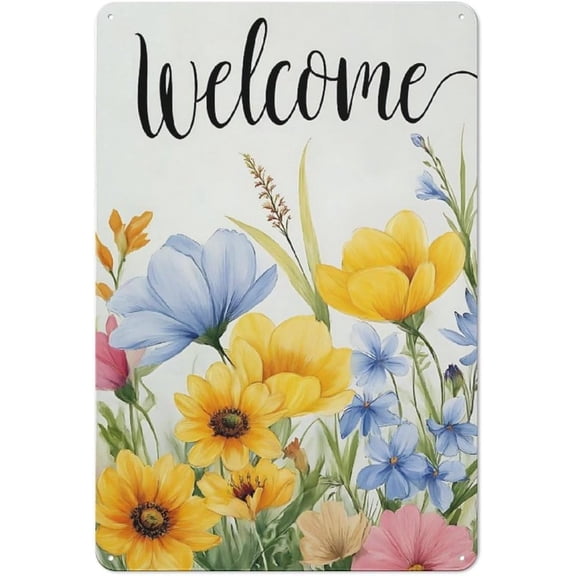 Summer Flowers Metal Tin Sign Home Coffee Wall Decor 8x12 Inch