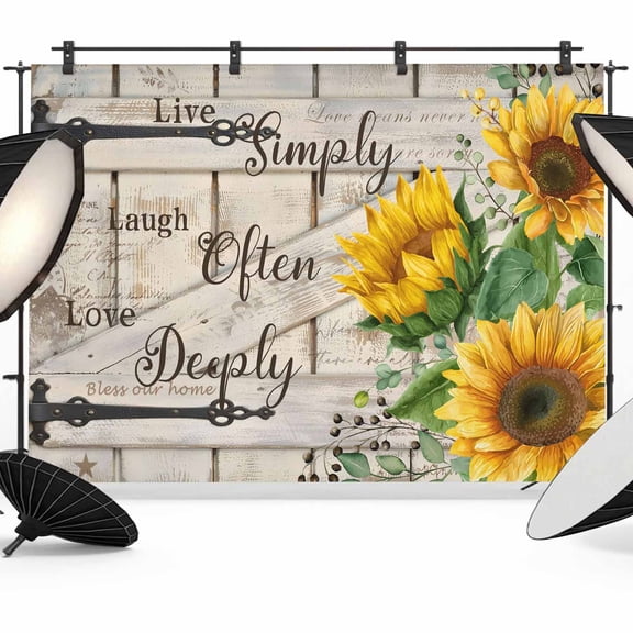Summer Flowers Photography Backdrop 7x5FT, Watercolor Sunflowers Vintage Letter Wood Grain Photo Backdrops, Background for Photography Studio Photo Studio Background, Back Drop for Photoshoot