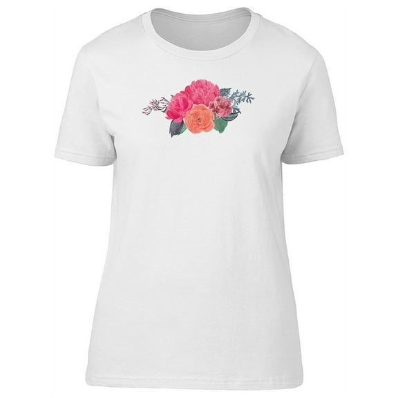 Summer Flowers, Pink, Orange T-Shirt Women -Image by Shutterstock, Female Medium
