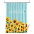 thumbnail image 1 of Summer Flowers Shower Curtain, 72" x 72", Watercolor Sunflower Letter Print Blue Stripes Waterproof Bathroom Curtain Washable Shower Curtain Set with 12 Hooks, 1 of 8