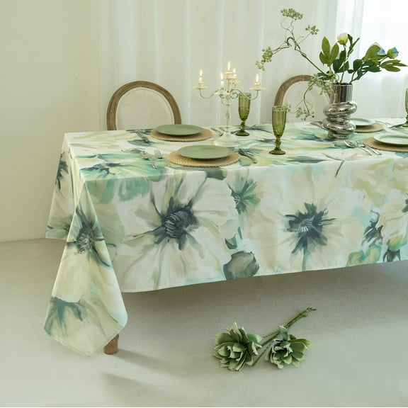 Summer Flowers Tablecloth Rectangle - Wild Flower Table Covering, Water Resistant Spring Summer Oblong Table Cloth - Summer Floral Table Cover for Indoor and Outdoor Use (60*102 inch)