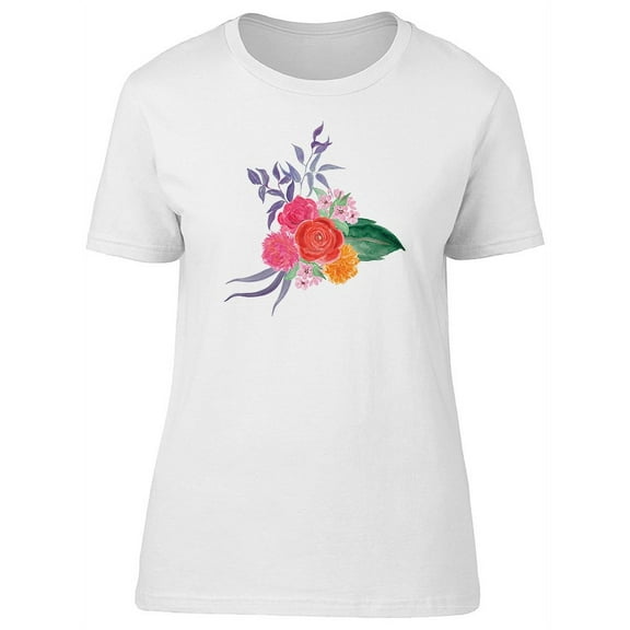 Summer Flowers, Watercolor, Red T-Shirt Women -Image by Shutterstock, Female Large