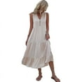thumbnail image 1 of Summer Flowy Maxi Dress with Pockets Sleeveless Loose Casual Sundress V-Neck Tiered Sun Dress for Beach Cruise Vacations  XL, 1 of 8