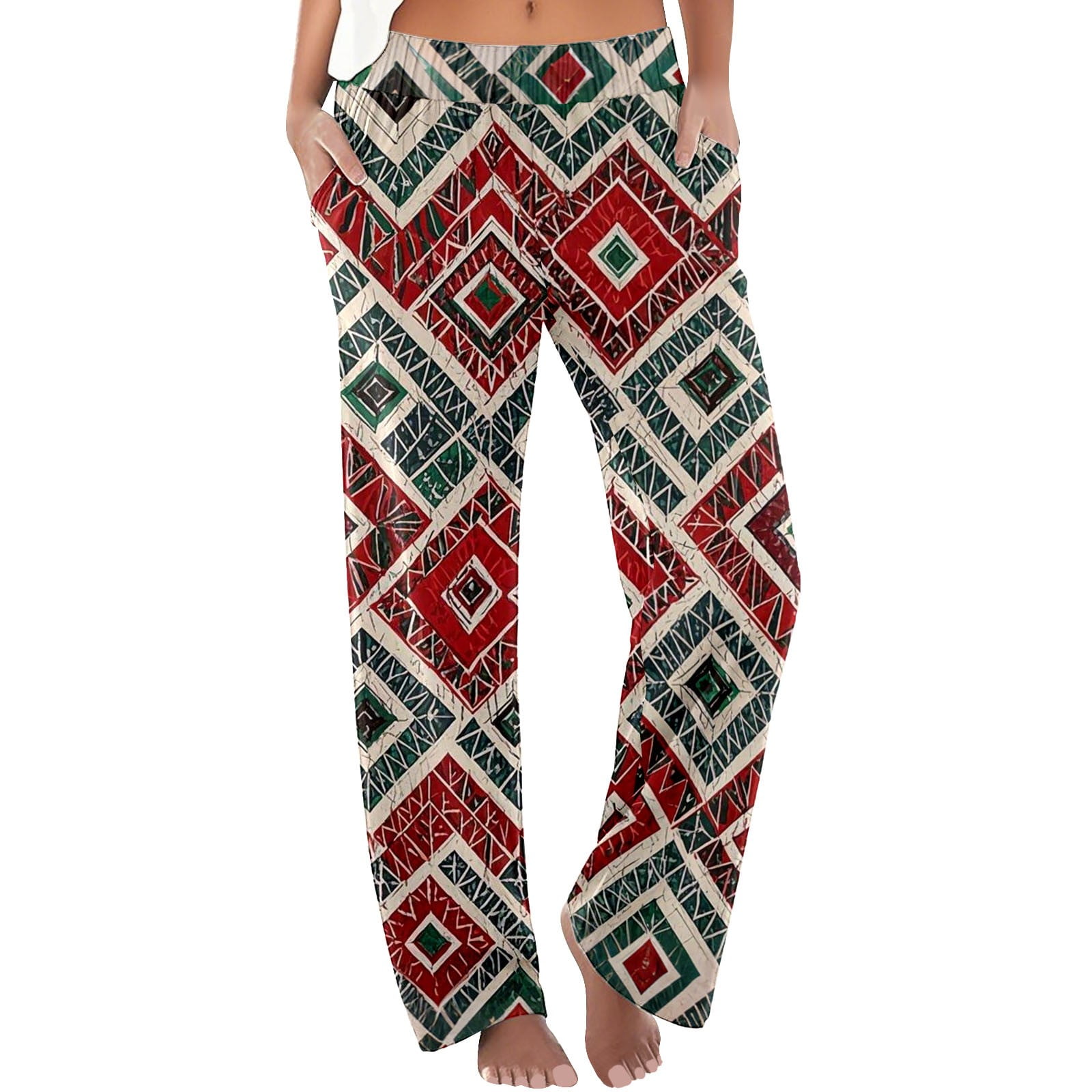 QIANXIZHAN Pantalon Palazzo Bohème Femme Taille Haute – Fluide, Léger Avec Poches, Imprimé Tie-Dye Ou Uni, Idéal Yoga Plage Et Quotidien