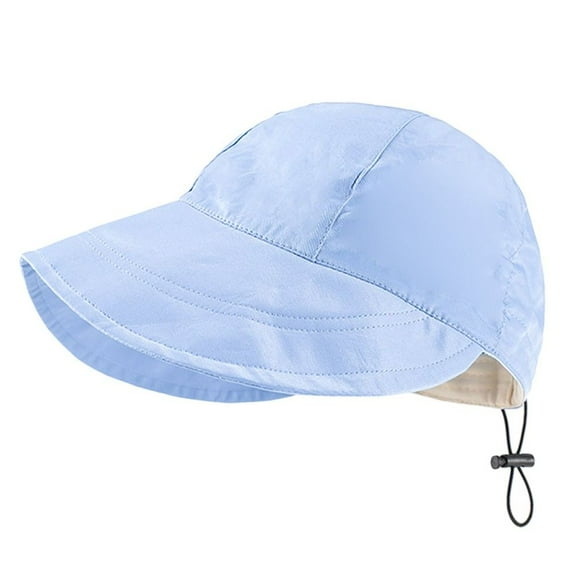 Summer Foldable Portable Adjustable Beach Cap Sun Hat Fisherman Cap Bucket Hat BLUE