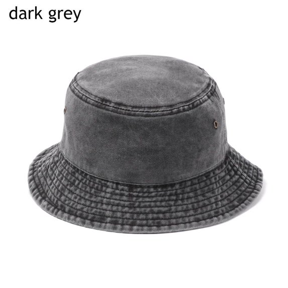 Summer Foldable Women Men Casual Outdoor Sunscreen Denim Washed Bucket Hat Fisherman Cap Sun Hat DARK GREY
