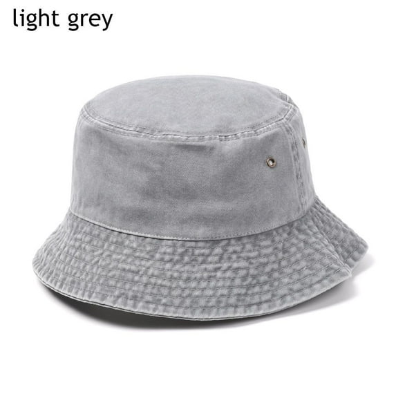 Summer Foldable Women Men Casual Outdoor Sunscreen Denim Washed Bucket Hat Fisherman Cap Sun Hat LIGHT GREY