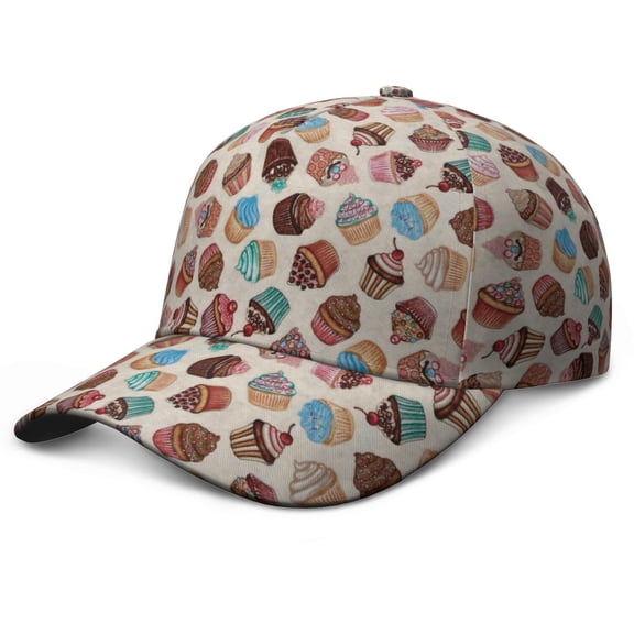 Summer Food Pattern Ice Cream Dessert Baseball Cap – Comfortable Adjustable Hat for Sweet Treat Lovers and Casual Outings
