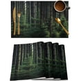 thumbnail image 1 of Summer Forest Placemats Set of 4,Washable Woven Burlap Cloth Fabric Placemat for Square/Rectangle/Round/Oval Dining Table,Easy Clean Place Mats for Kids Nature Green Tree Modern Landscape Watercolor, 1 of 5