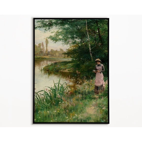 Summer Forest River Poster Forest River Wall Decor Landscape Art Seasonal Scene Unframed Paper Poster 8x10in