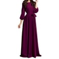 thumbnail image 1 of Summer Formal Dresses For Women 2023 Lantern Sleeve Solid Long With Belt Gown Purple XL, 1 of 4