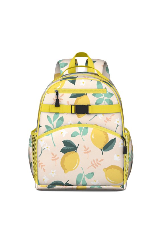 Summer Fresh Lemon Backpack - Waterproof Ergonomic Design for Students Carrying Heavy Loads