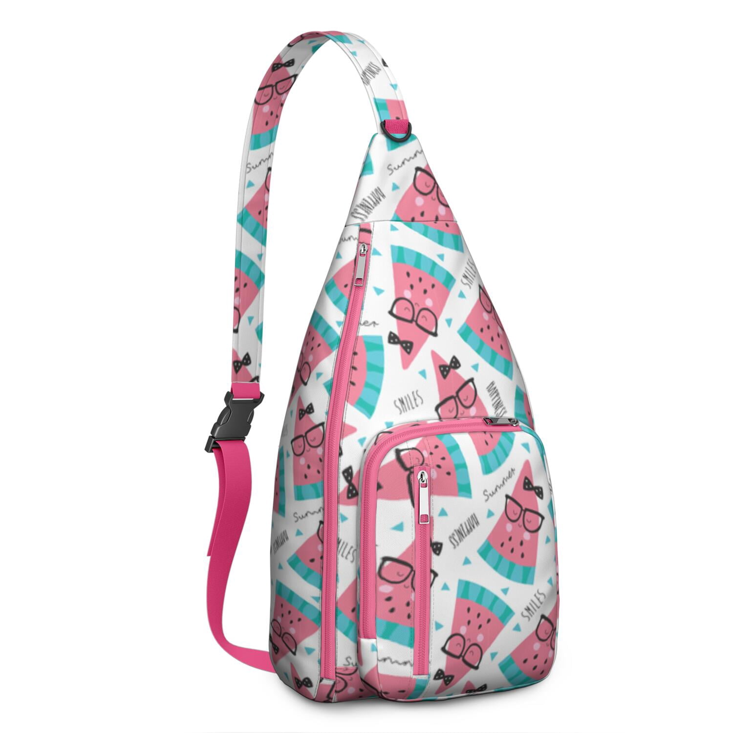 Summer Fresh Watermelon Print Sling Bag – Tear-resistant Organizer Chest Bag, Unisex Geometric Pattern Bag for Gym, Running and Daily Commute