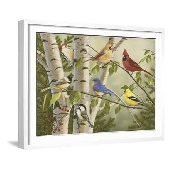 Summer Friends, Animals Botanical Seasons Framed Art Print Wall Art by William Vanderdasson