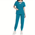 thumbnail image 1 of Summer Frosted Suit Doctor Nurse Salon Nursing Workwear Operating Room Uniform Hospital Work Clothes, 1 of 11