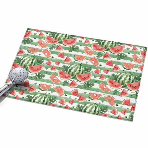 Summer Fruit Area Rugs 2x3ft Watercolor Watermelon Slice Green Stripes Farmhouse Floor Rug Non Slip Low Pile Ultra Soft Throw Carpet for Entryway Indoor Entrance Kitchen Bathroom
