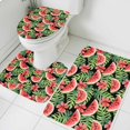 thumbnail image 1 of Summer Fruit Bathroom Rugs Set Watermelon Flowers Leaves Black Background Non Slip Absorbent Soft Bath Mats 3 Piece Set with Bathroom Rug, U-Shaped Floor Mat, Toilet Seat Cover Small Size, 1 of 9