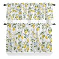 thumbnail image 1 of Summer Fruit Curtain Valances Set Lemon Green Leaf Blue Wildflowers Country Kitchen Curtains 24&nbsp;inch Length Rod Pocket Valance and Tiers 3 Piece Set Small Bedroom Bathroom Laundry Decor, 1 of 9