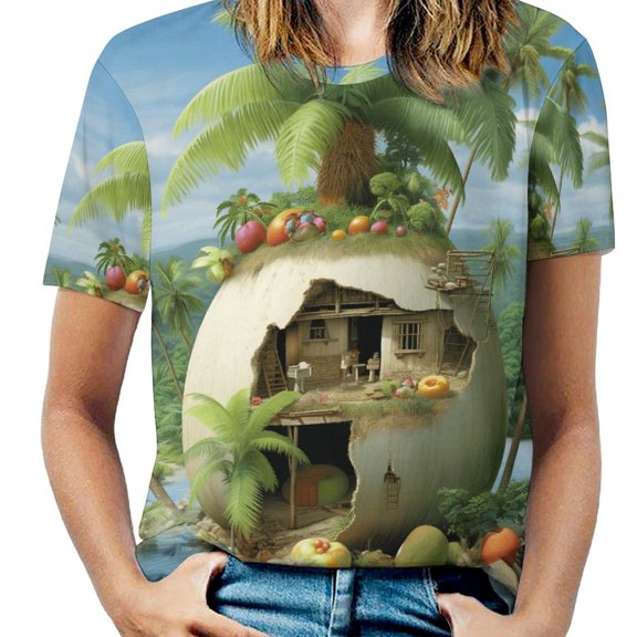 Summer Fruit Kingdom Women's Short Sleeve Tops Casual Blouses T Shirt