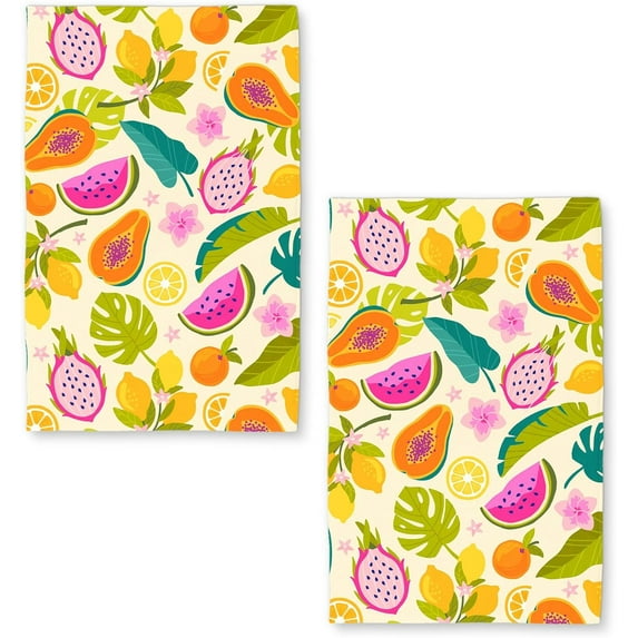 Summer Fruit Kitchen Towels Set of 2 Dish Towels Kitchen Hand Towels Absorbent Dish Towels Quick Dry Microfiber Cloth Dish Towels Drying Towel 18" x 26",