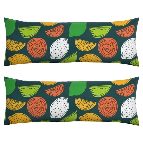 Summer Fruit Lemon Body Pillow Cover 20x54 - Retro Bright Yellow Design Stretchy Durable Pillow Case for Back & Knee Support