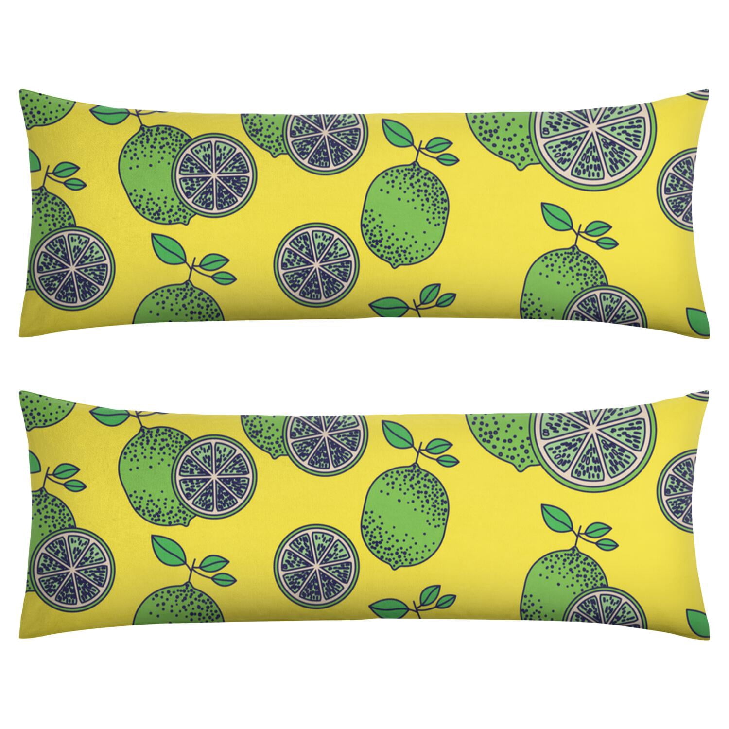 Summer Fruit Lemon Body Pillow Cover 20x54 - Retro Bright Yellow Design Stretchy Durable Pillow Case for Back & Knee Support