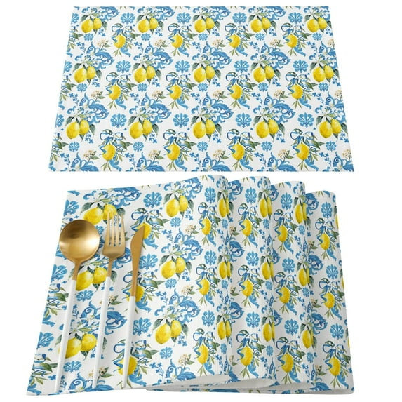 Summer Fruit Lemon Farm Retro Placemat Wedding Party Dining Decor Linen Table Mat Kitchen Accessories Table Napkin