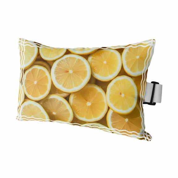 Summer Fruit Lemon Slices Outdoor Pillow for Chaise Lounge Chair,White Wave Stripes Waterproof Headrest Lumbar Pillows with Insert&Elastic Strap for Patio Pool Garden Chairs Decor,1 Pack