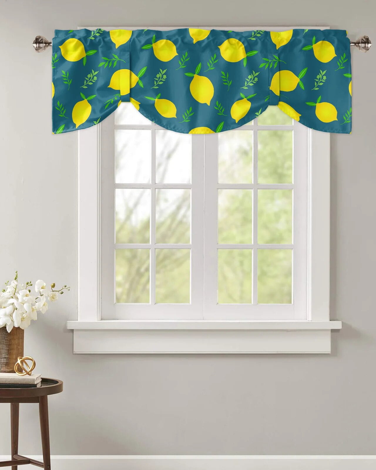 Summer Fruit Lemon Window Valance Curtain Kitchen Cafe Short Curtains