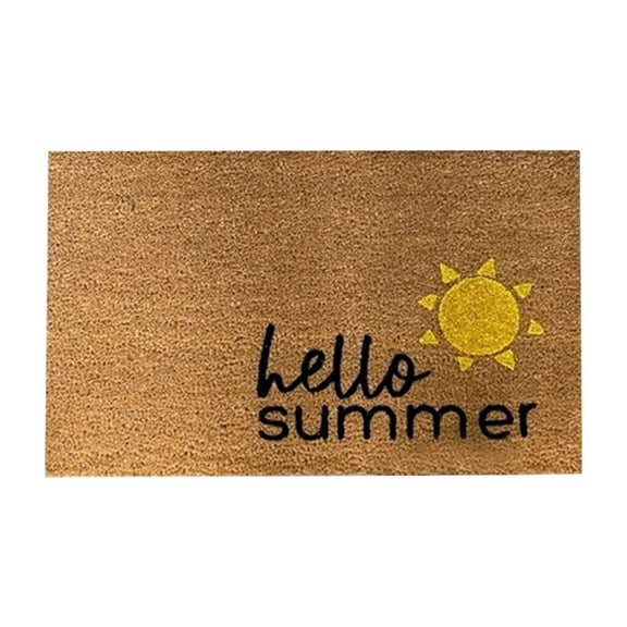 Summer Fruit & Palm Tree Coir Doormat, Hello Summer Design, Natural Coconut Fiber Welcome Mat, Decorative Entryway Rug for Indoor Outdoor Front Door Use,23.6X15.75inch