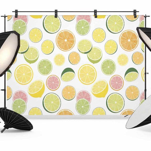 Summer Fruit Photography Backdrop 7x5FT, Watercolor Orange Lemon Farmhouse Rustic Photo Backdrops, Background for Photography Studio Photo Studio Background, Back Drop for Photoshoot