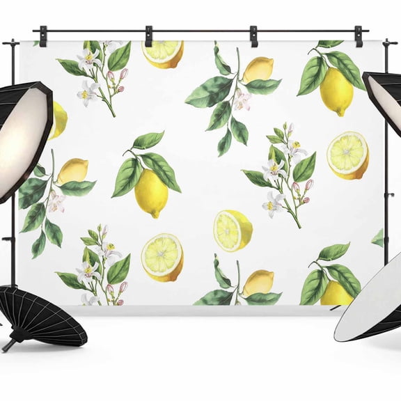 Summer Fruit Photography Backdrop 7x5FT, Watercolor Yellow Lemon Rustic Farmhouse Leaf Photo Backdrops, Background for Photography Studio Photo Studio Background, Back Drop for Photoshoot