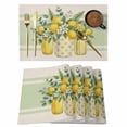 thumbnail image 1 of Summer Fruit Placemats Set of 2, Watercolor Lemon Flowers Green Eucalyptus Leaf Linen Texture Non-Slip Place Mats Washable Table Mats for Kitchen Dining Table Decorations Indoor/Outdoor, 1 of 9