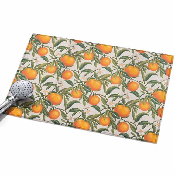 Summer Fruit Plant Area Rugs 2x3ft Vintage Orange Linen Texture Floor Rug&nbsp;Non Slip Low Pile Ultra Soft Throw Carpet for Entryway Indoor Entrance Kitchen Bathroom