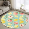 thumbnail image 1 of Summer Fruit Round Area Rug 3.3Ft Washable Circle Rugs for Dining Room Table, Spring Botanical Lemon Peach Green Non-Slip Carpet Floor Mats Indoor Outdoor Carpet Runner Aesthetic Home Decor, 1 of 8