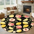 thumbnail image 1 of Summer Fruit Round Area Rug 6Ft Washable Circle Rugs for Bathroom Office, Spring Botanical Lemon Peach Black Non-Slip Carpet Floor Mats Indoor Outdoor Carpet Runner Aesthetic Home Decor, 1 of 8