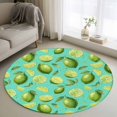thumbnail image 1 of Summer Fruit Round Area Rugs 3 ft, Watercolor Green Lemon Lime Slice Leaf Rustic Teal Washable Small Area Rug with Non-Slip Sturdy Edge Binding Round Front Door Mat Floor Carpet for Entryway, 1 of 9