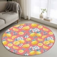 thumbnail image 1 of Summer Fruit Round Area Rugs 3 ft, Watercolor Lemon Cute Frangipani Blue Leaves Farmhouse Washable Small Area Rug with Non-Slip Sturdy Edge Binding Round Front Door Mat Floor Carpet for Entryway, 1 of 9