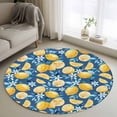 thumbnail image 1 of Summer Fruit Round Area Rugs 3 ft, Watercolor Lemon Cute Frangipani Blue Leaves Rustic Washable Small Area Rug with Non-Slip Sturdy Edge Binding Round Front Door Mat Floor Carpet for Entryway, 1 of 9